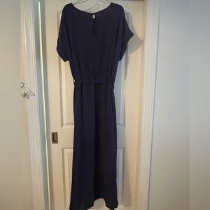 Blue Maxi Sundress with Dolman Sleeves and Tie Front